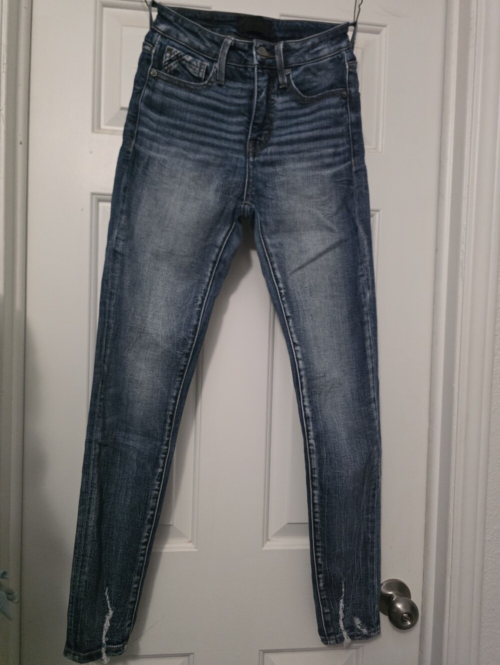 Womens Buckle Black Skinny Jeans